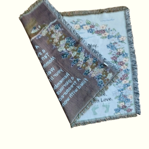 Blue Baby Blanket Afgan Throw "A Precious Gift" Poem and Floral Design - Picture 4 of 4